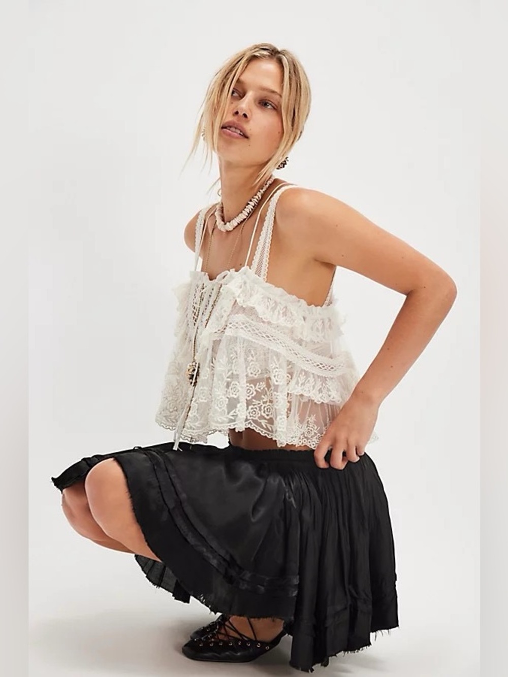 New Free People FP One Third Charm Black Mini Skirt sz M